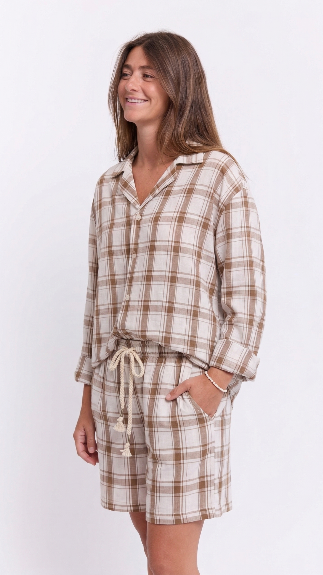 CAPRI OVERSHIRT לבן חום