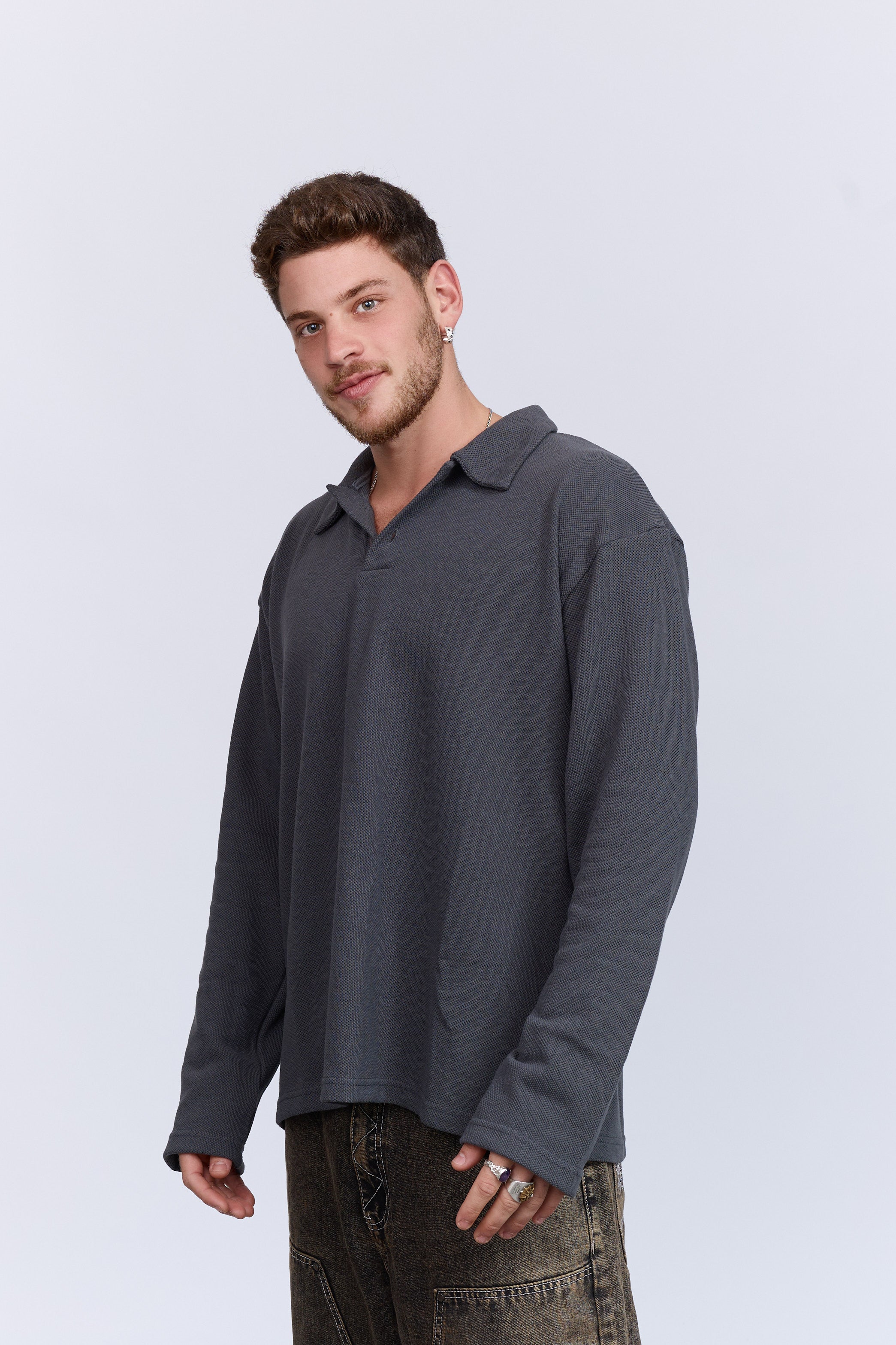 פולו אפור לונג