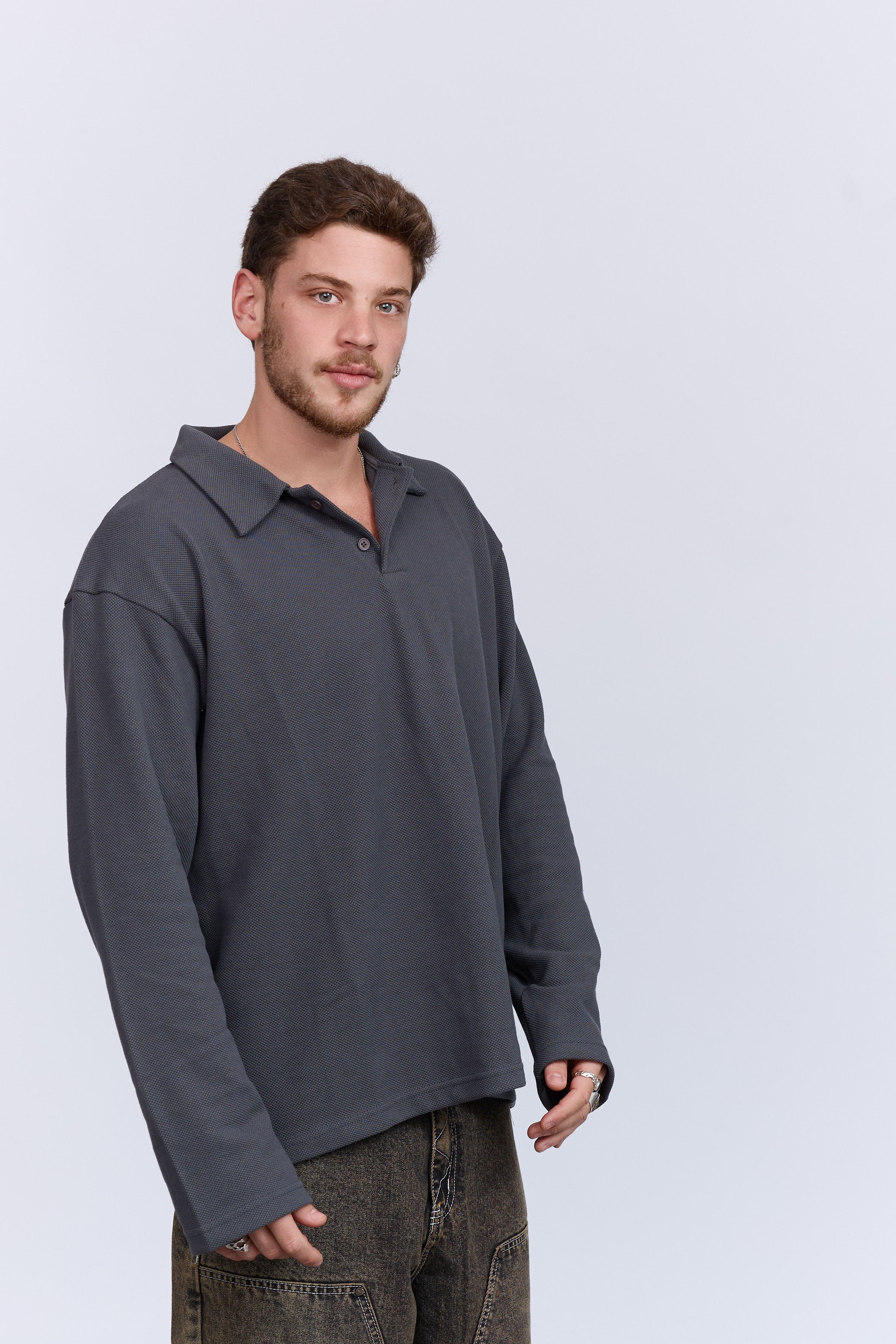 פולו אפור לונג