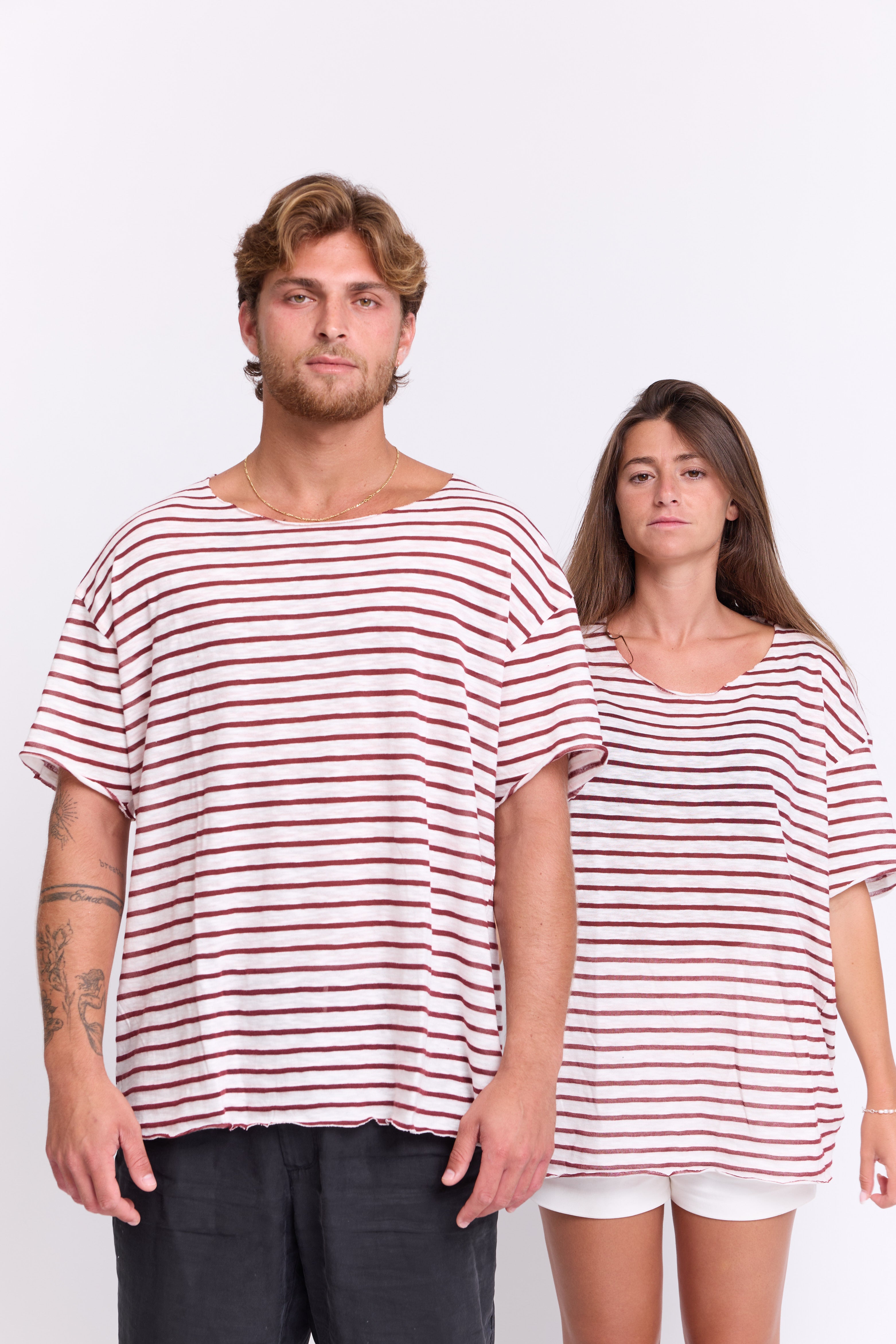 Monaco Tee – White & Bordeaux