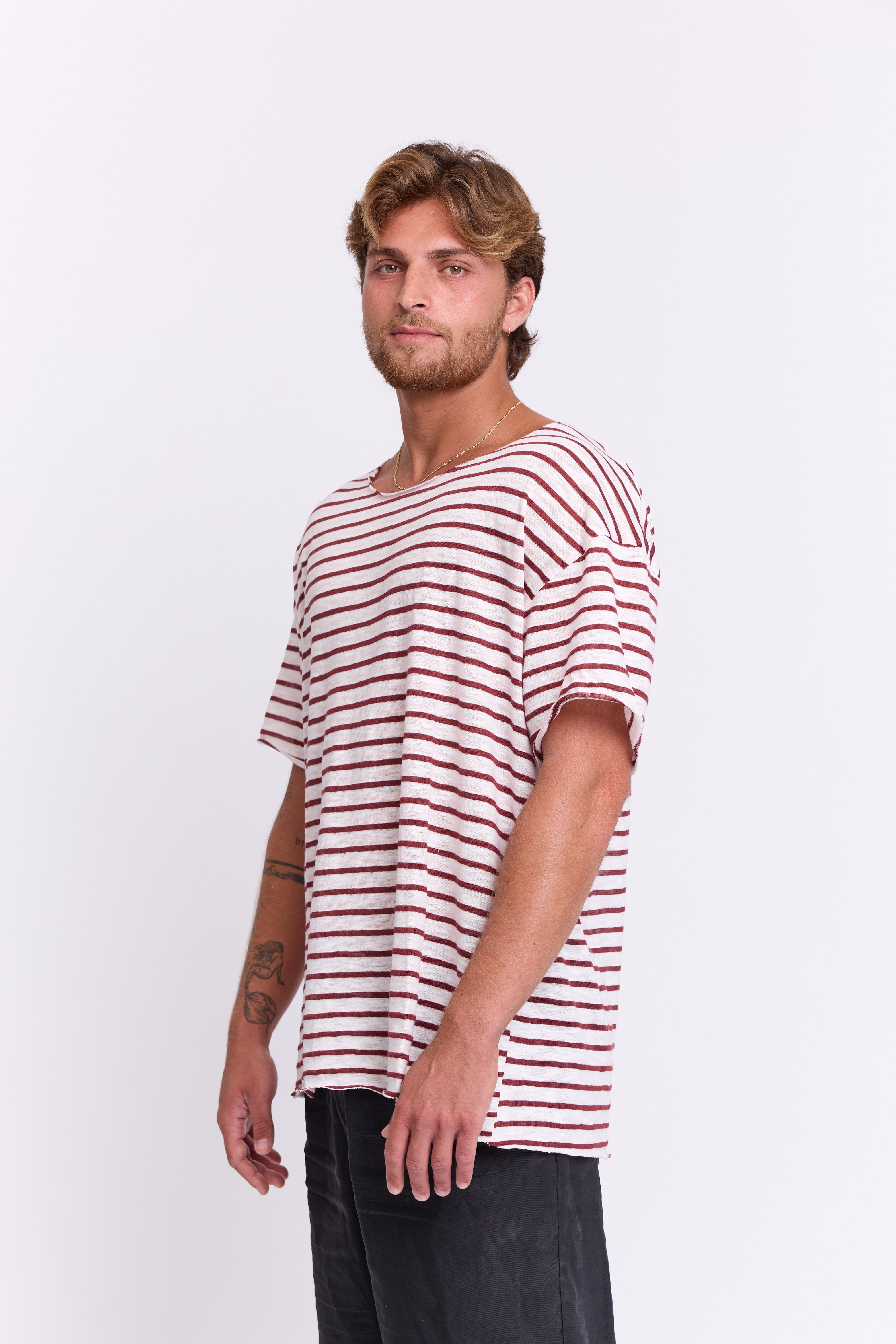 Monaco Tee – White & Bordeaux