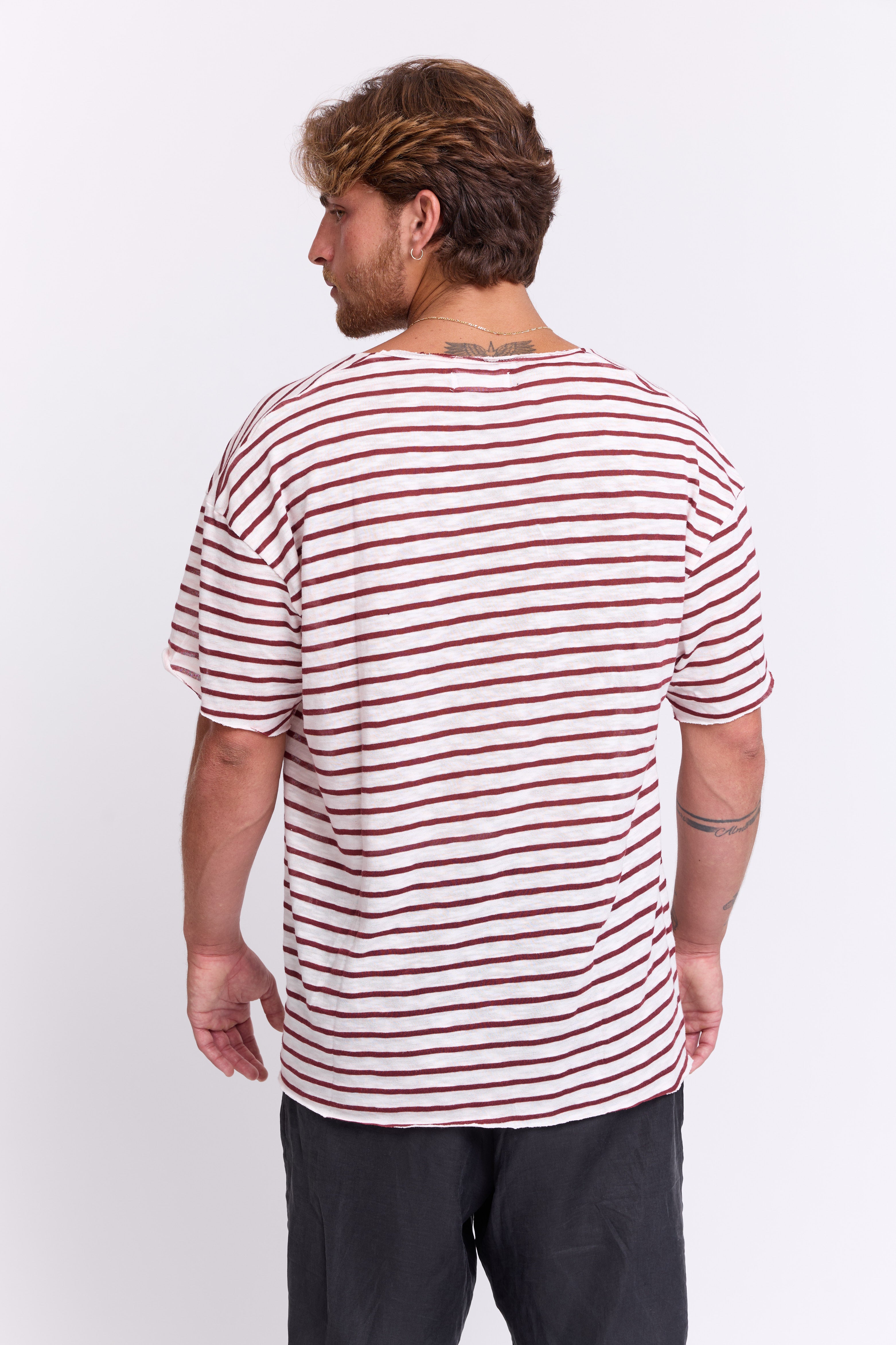 Monaco Tee – White & Bordeaux