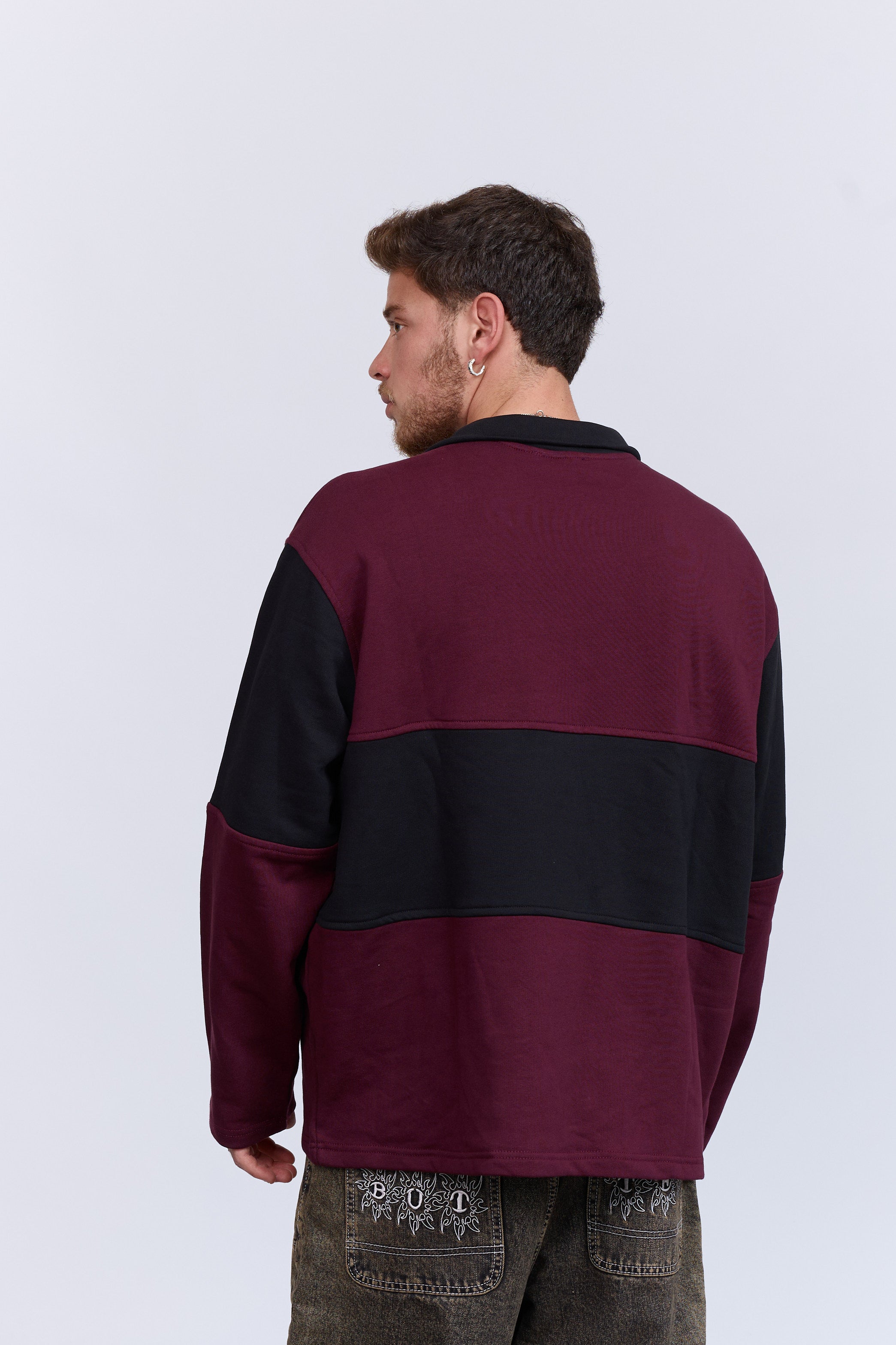 סריג רוכסן בורדו שחור