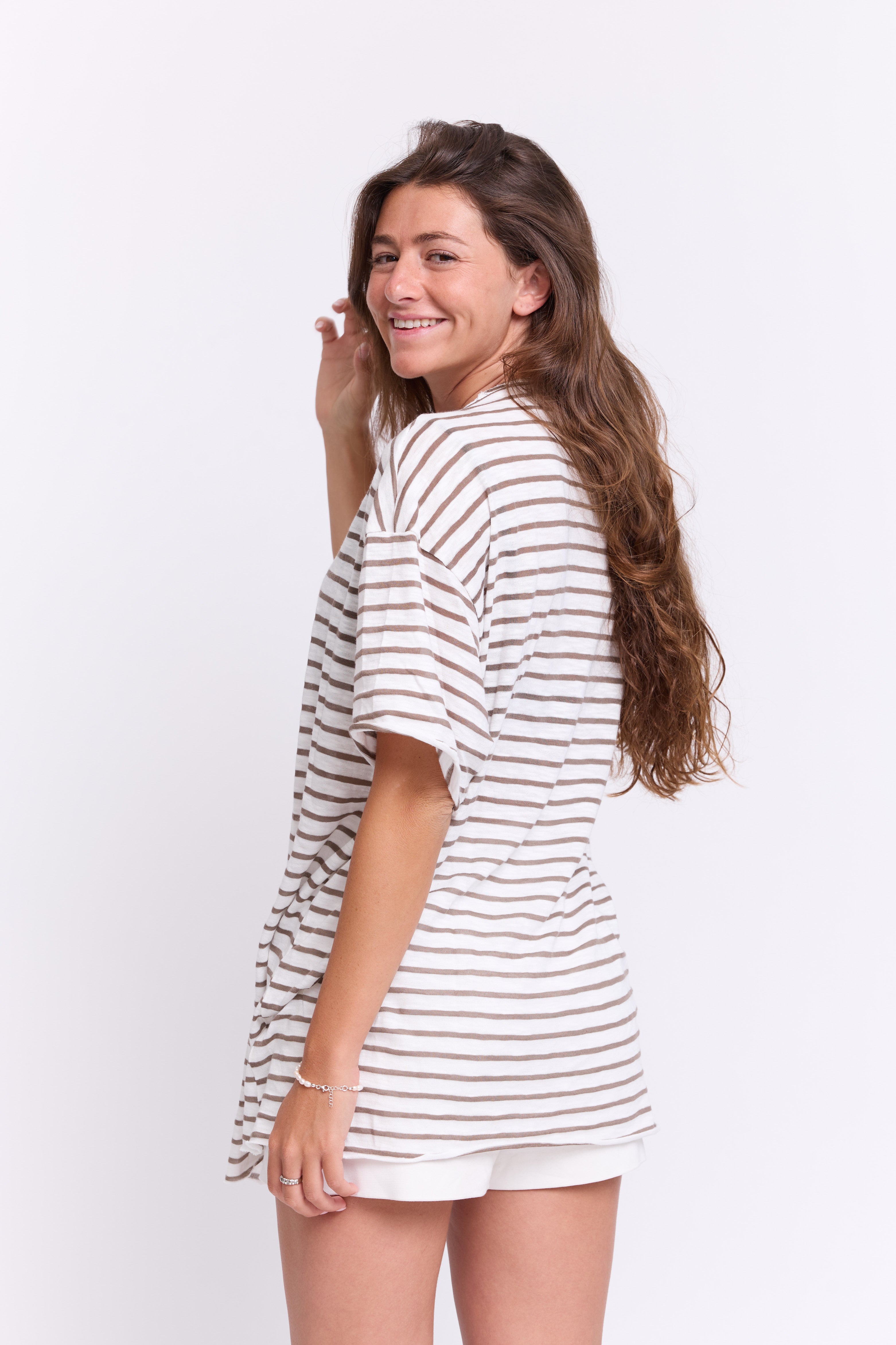 Monaco Tee – White & Brown